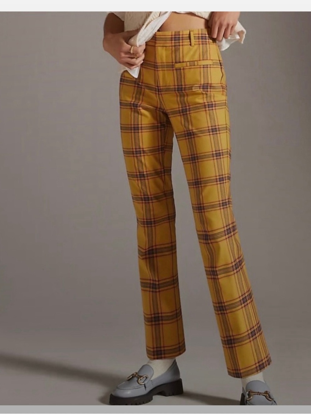 Anthropologie the Essential Slim Kick Flare Plaid Crop Pant Women’s size 2
